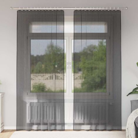 Voile Vorhänge mit Stangentaschen 2 Stk. Schwarz vidaXL