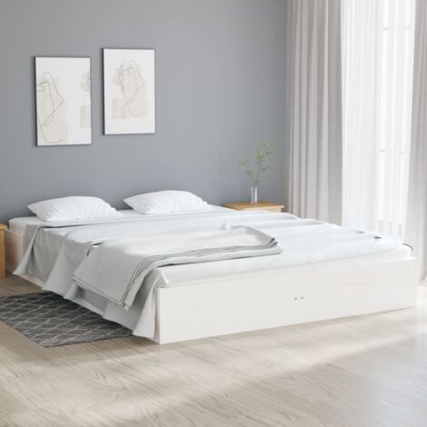 Bettgestell Weiß Massivholz 120x190 cm Kleines Doppel