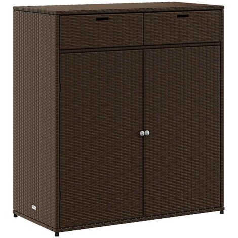 Gartenaufbewahrungsschrank braun 105x55x113 cm aus Geflecht