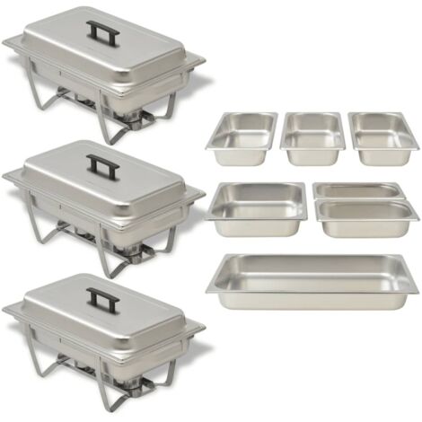 vidaXL Chafing Dish Set 3-tlg. Edelstahl