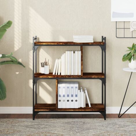 vidaXL Bücherregal 3 Etagen Rauch-Eiche 76x32x88 cm Holz