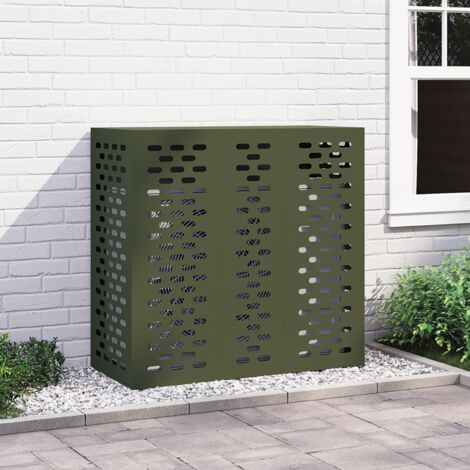 Klimaanlagenabdeckung Olivgrün 110 x 50 x 105 cm Stahl vidaXL