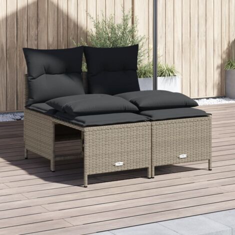 4-tlg. Garten-Sofagarnitur mit Kissen Hellgrau Poly Rattan vidaXL