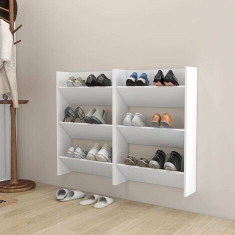 Wand-Schuhschränke 2 Stk. Weiß 60x18x90 cm Holzwerkstoff vidaXL