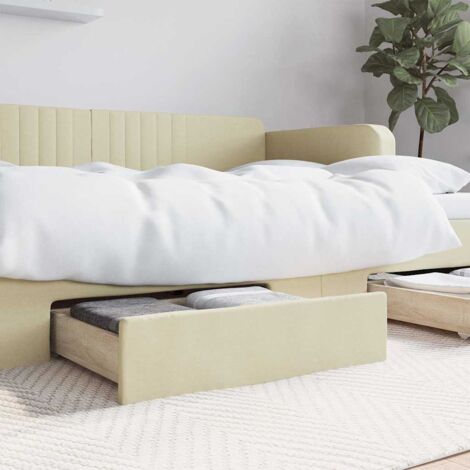 vidaXL Bett-Schubladen 2 Stück Creme Ingenieurholz und Kunstleder