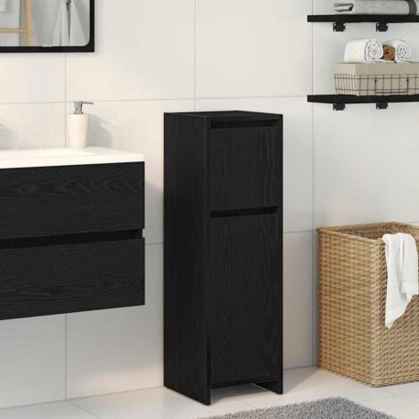 vidaXL Badezimmerschrank Schwarz Eiche 30x30x95 cm Holzwerkstoff