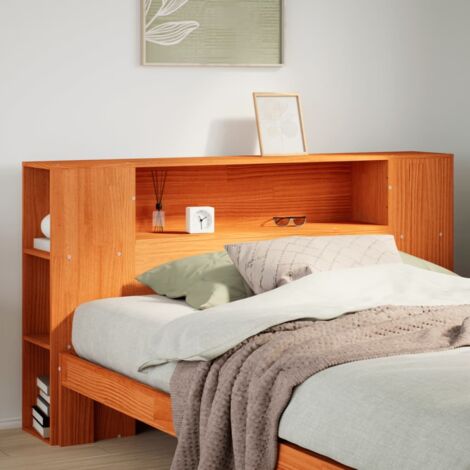 Kopfteil mit Stauraum Wachsbraun 140 cm Massivholz Kiefer vidaXL