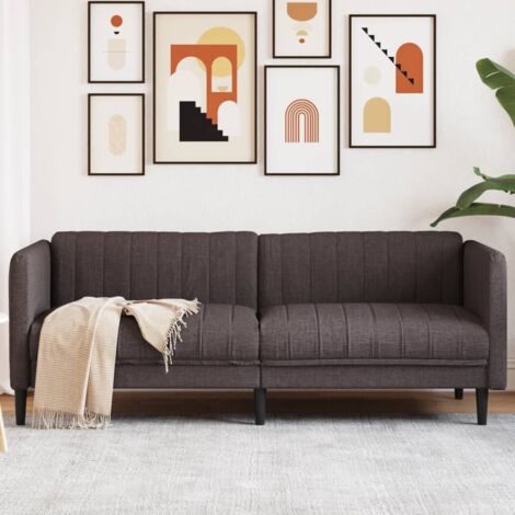 vidaXL 3-Sitzer Sofa Dunkelbraun Stoff