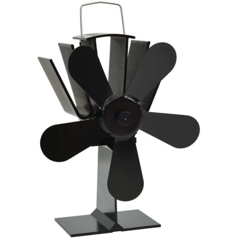 vidaXL Ofenventilator Wärmebetrieben 5 Blätter Schwarz