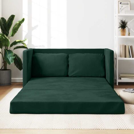 Sofa-Bett 2-in-1 dunkelgrün 122x204x55 cm Samt