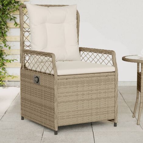 Gartensessel 2 Stk. Verstellbar Beige Poly Rattan vidaXL