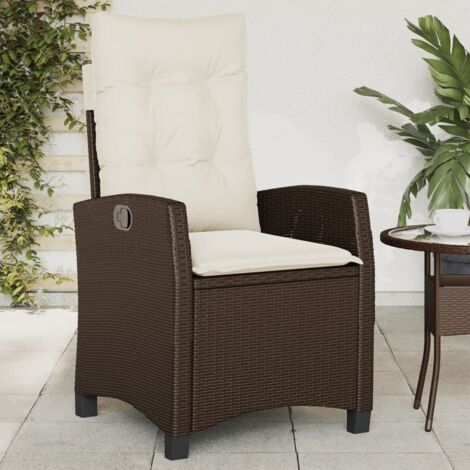 Gartensessel Verstellbar mit Kissen Braun Poly Rattan vidaXL