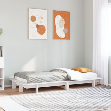 Bettrahmen ohne Matratze weiß 90x190 cm aus massivem Kiefernholz