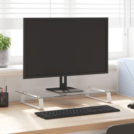 Monitorständer Weiß 60x35x8 cm Hartglas und Metall vidaXL