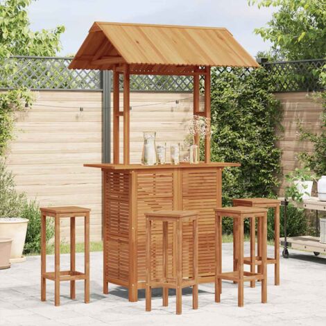 Außen-Bar-Tisch mit Dach 113x106x217 cm Akazienholz