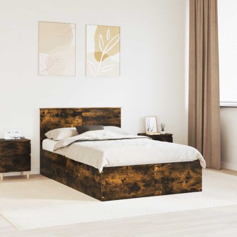 Bettrahmen Geräucherte Eiche 120 x 200 cm Holzwerkstoff vidaXL