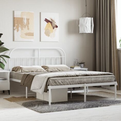 Bettgestell mit Kopfteil Metall Weiß 140x190 cm vidaXL (1/5)