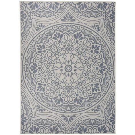 vidaXL Outdoor-Teppich Flachgewebe 200x280 cm Blaues Muster