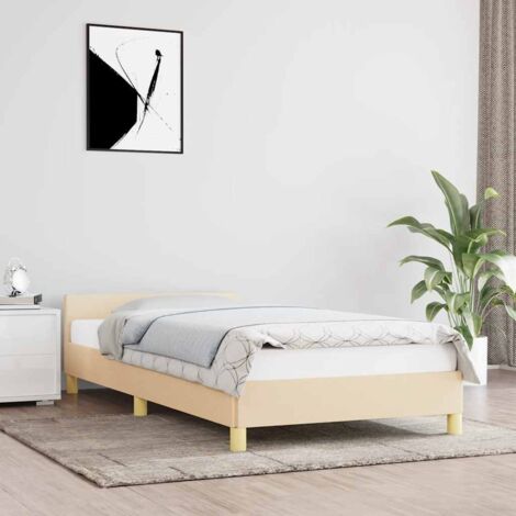 Bettgestell ohne Matratze Creme 100x200 cm Stoff vidaXL (1/5)