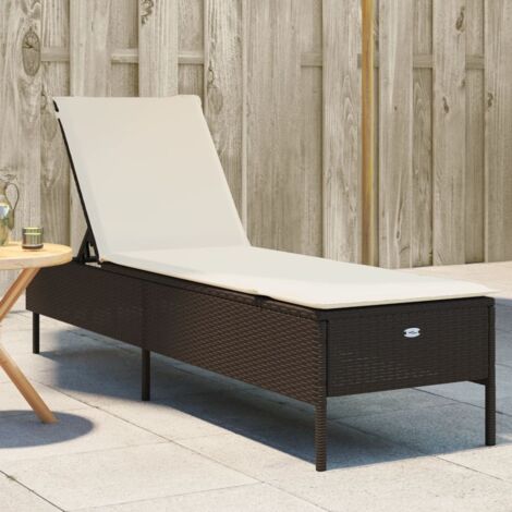 Sonnenliege mit Auflage Braun Poly Rattan vidaXL