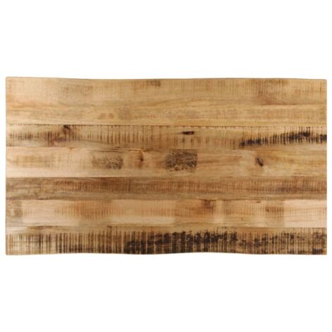Tischplatte lebendig Kante 120x60x3,8 cm aus rohem Mangoholz