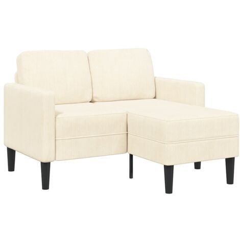 vidaXL 2-Sitzer-Sofa mit Chaiselongue L-Form Creme 125 cm Leinen