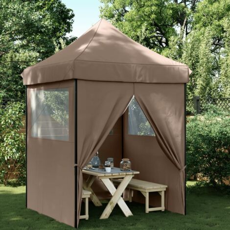 Partyzelt Faltbar Pop-Up mit 4 Seitenteilen Braun vidaXL