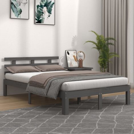 Massivholzbett Grau 200x200 cm vidaXL (1/5)