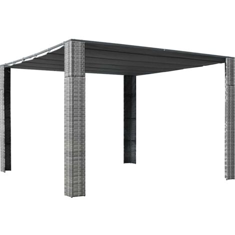 Pavillon und Dach aus Geflecht 300x300x200cm Grau / Anthrazit