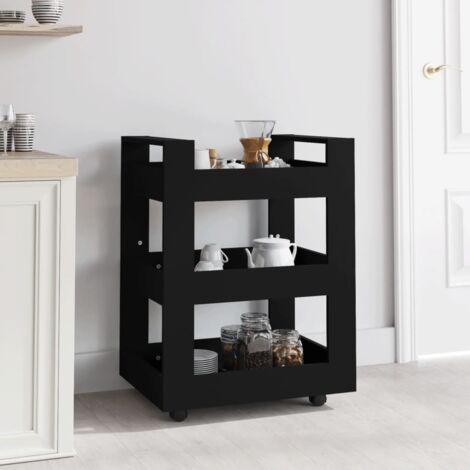 vidaXL Küchenwagen Schwarz 60x45x80 cm Holzwerkstoff