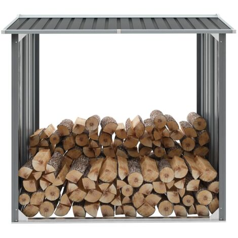 Lagerabdeckung für Holz Verzinkter Stahl 172x91x154 cm Grau