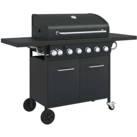 Gasgrill mit 7 Flammen Schwarz Pulverbeschichteter Stahl vidaXL