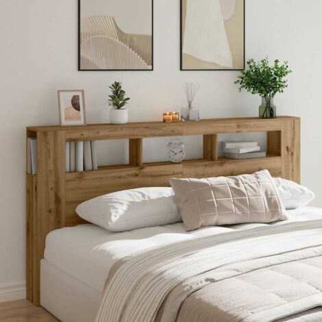 LED-Kopfteil Artisan-Eiche 200x18,5x103,5 cm Holzwerkstoff vidaXL