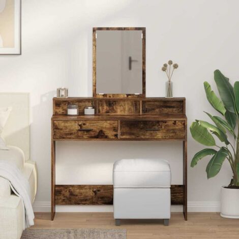 vidaXL Schminktisch mit Schubladen, Raucheiche, 100x41x140 cm