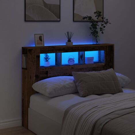 LED-Kopfteil Altholz-Optik 140x18,5x103,5 cm Holzwerkstoff vidaXL