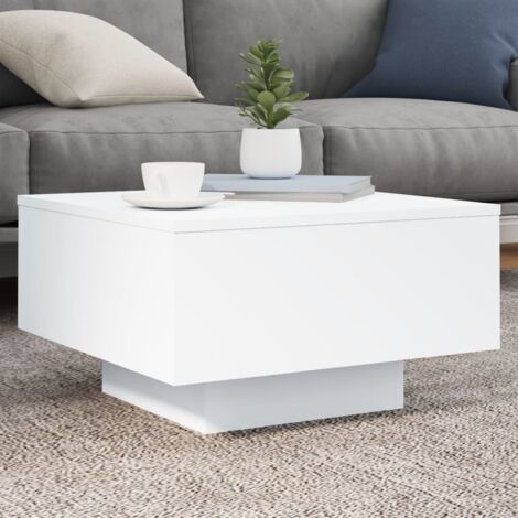 Couchtisch mit weißen LED-Lichtern 55x55x31 cm