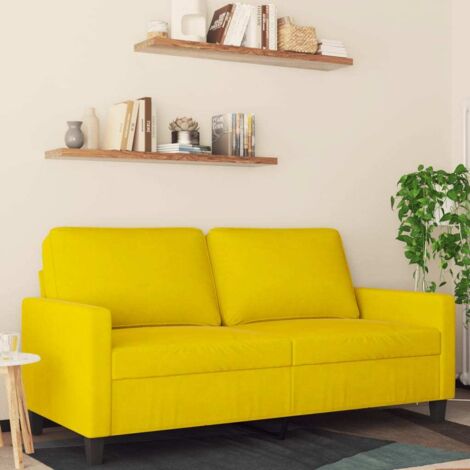 Gelbes 2-Sitzer-Sofa 140 cm Samt