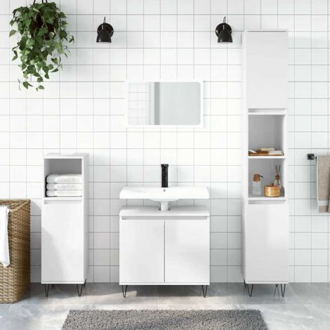 vidaXL Badschrank Weiß Hochglanz 58x33x60 cm aus Spanplatte