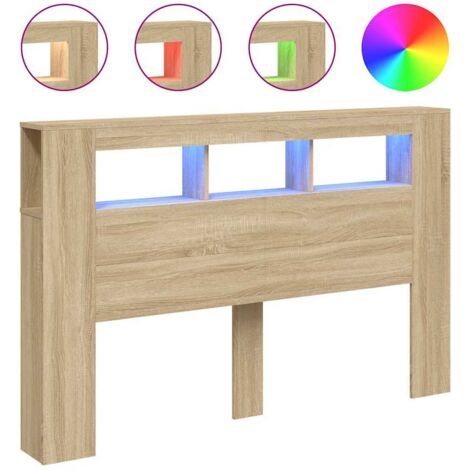 LED-Kopfteil Sonoma Eiche 160x18,5x103,5 cm Holzwerkstoff vidaXL232162