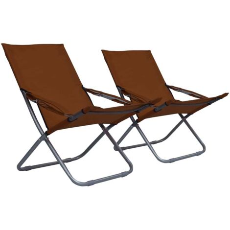 Klappbare Strandstühle 2 Stk. Stoff Braun vidaXL