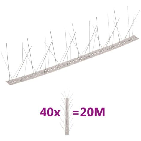 vidaXL 40 Stück 5-reihige Edelstahl Spikes gegen Vögel 20 m