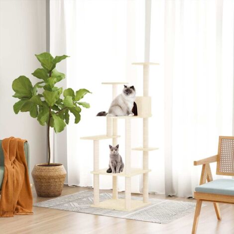 Kratzbaum mit Sisal-Kratzsäulen Creme 153 cm vidaXL (1/5)