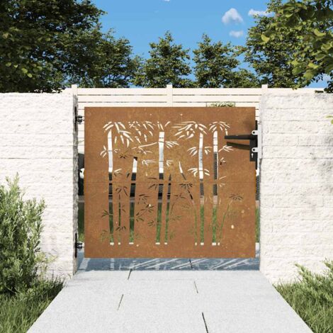 vidaXL Gartenpforte 85x75 cm Cortenstahl Bambusdesign