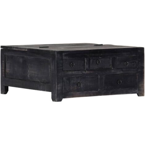 vidaXL Couchtisch Schwarz 65x65x30 cm Massivholz Mango