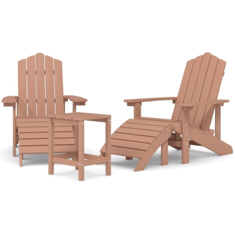 Adirondack-Gartenstühle mit Hocker & Tisch HDPE Braun