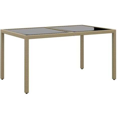 Gartentisch 150x90x75 cm Hartglas und Poly Rattan Beige vidaXL (1/5)