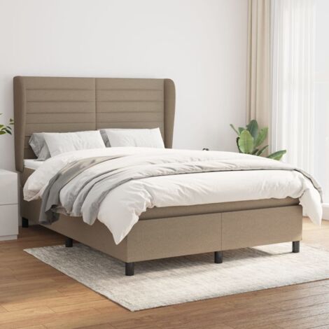 Boxspringbett mit Matratze Taupe 140x200 cm Stoff vidaXL (1/5)