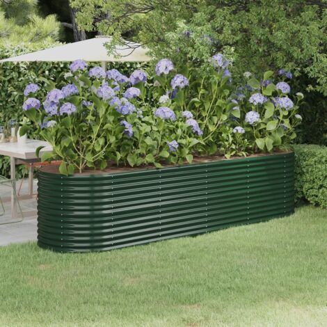 Hochbeet Garten pulverbeschichteter Stahl 296x80x68 cm Grün