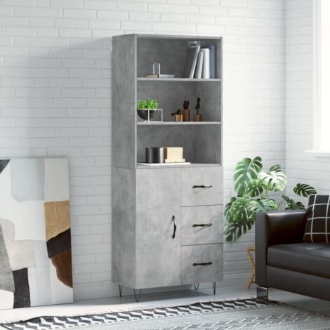 Highboard Betongrau 69,5x34x180 cm Holzwerkstoff vidaXL (1/5)