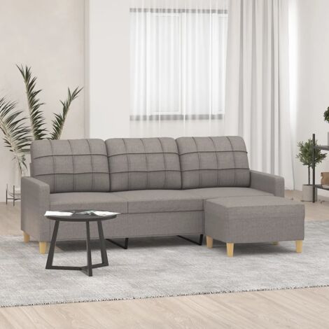 vidaXL 3-Sitzer Sofa mit Fußstütze Taupe 180 cm Stoff